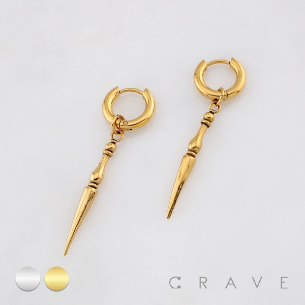 PAIR OF GOTHIC PUNK SPIKE PENDANT 316L SURGICAL STEEL EARRING
